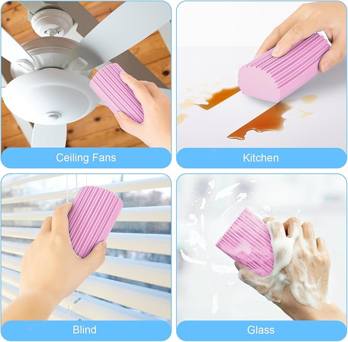 2-Pack Damp Clean Duster Sponge, Magic Sponge Eraser Baseboard Cleaner Tool - Image 3