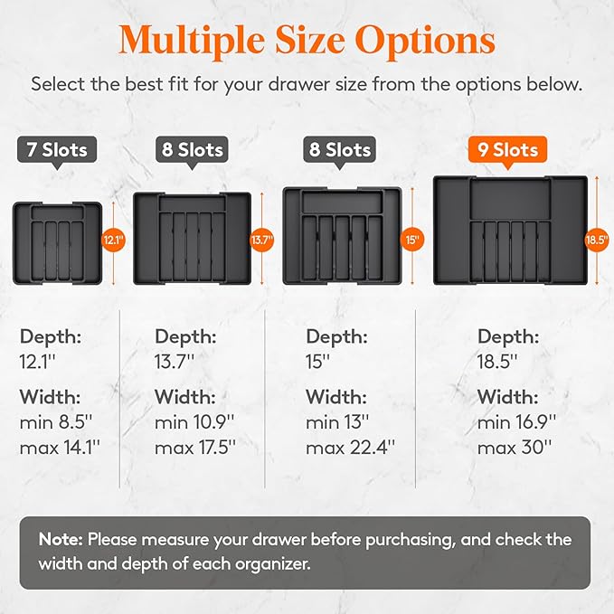 Lifewit Silverware Drawer Organizer, Expandable from 16.9 to 30 inches - Image 2