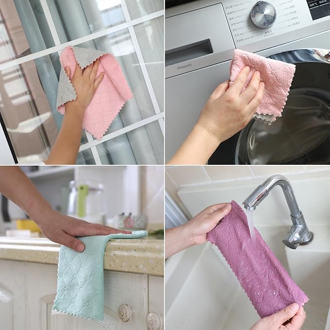 12-Pack Kitchen Cloth, Dish Towels, Microfiber Cleaning Cloths, Premium Coral - Image 4