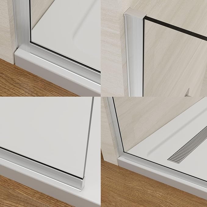 Shower Screen 36" x 76" Half Frameless Shower Wall Panel, Tempered Glass 3/8 - Image 5