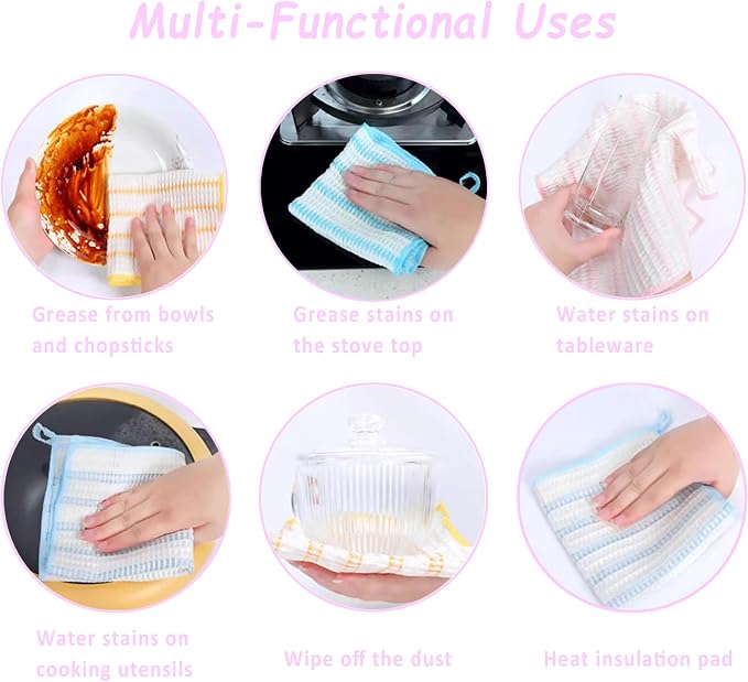 10 Packs Wood Fiber Cleaning Cloths, Household Super Absorbent Cleaning Cloth - Image 2