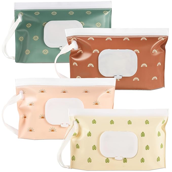 FEBSNOW 4 Pack Baby Wipes Dispenser Portable Wipes Container Refillable Wipes by HOMECRAFTBEAUTYBABY