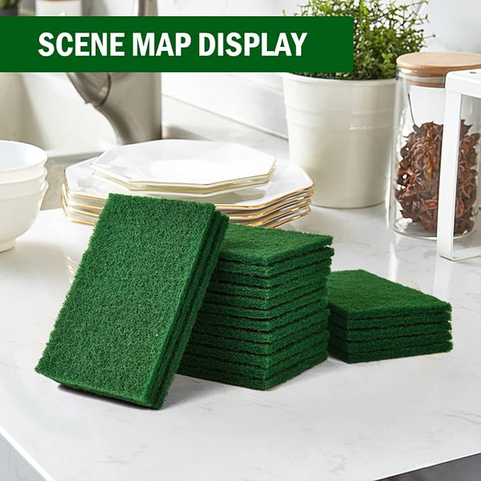 YoleShy 20 PCS Scouring Pad, Dish Scrubber Scouring Pads, 4.5 x 6 inch Green - Image 6