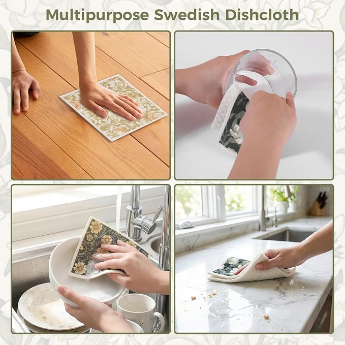 Needbrock 6 Pack William Morris Swedish Dishcloths - Image 7