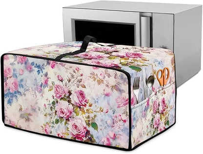 Toaster Oven Dust Cover with Pockets, Stain-resistant Kitchen Electrical Appliance Cover Countertop Ovens Decorations, S, 14.5" x 18.5" x 9", Retro Rose Pink
