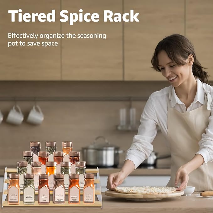 nianfeng Tiered Spice Rack, 4-Tier Spice Pantry Kitchen Cabinet Organizer - Image 3