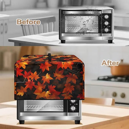 Microwave Oven Cover, Thanksgiving Maple Leaf Dustproof Machine Protector Decorative Kitchen Appliance Cover Waterproof Polyester Fabric for Most Countertop Microwaves Easy to Clean
