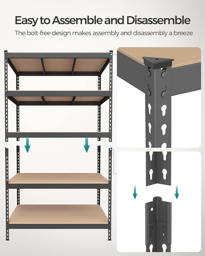 SONGMICS 5-Tier Storage Shelves, Load 2310 lb, Boltless Assembly, Adjustable - Image 6
