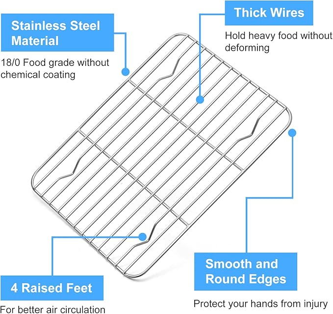 P&P CHEF Cooling Baking Rack Pack of 2, Stainless Steel Cooling Racks - Image 3