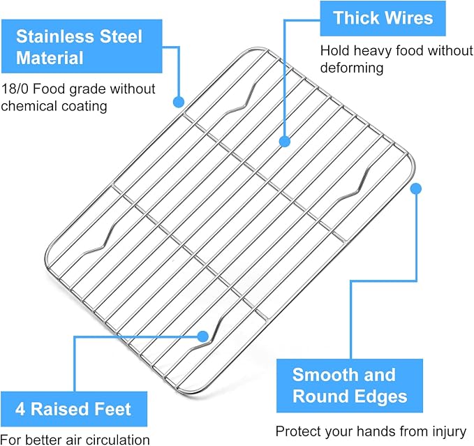 P&P CHEF Cooling Baking Rack Pack of 2, Stainless Steel Cooling Racks - Image 3