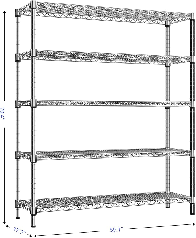 2200 Lbs 5 Tier Storage Rack Metal Wire Shelving Unit, Storage Standing Shelf - Image 3