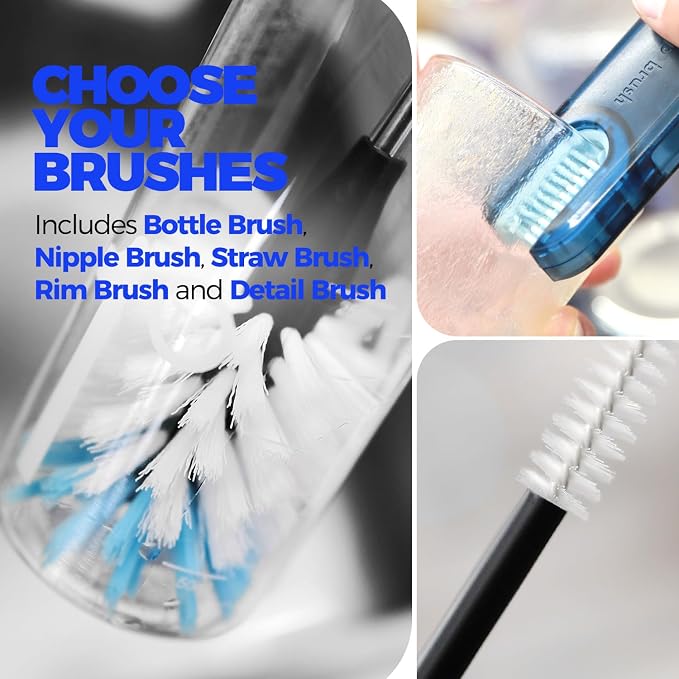 Holikme 6 Pack Bottle Brush Set, 3 Straw Brushes, 3-in-1 Bottle Cleaning Brush - Image 5