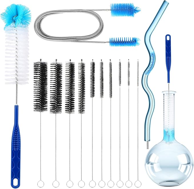 12pcs Glass Tube Pipe Cleaners Brush Kit, 14.5 inch Long Nylon Straw Brush by Pokuta