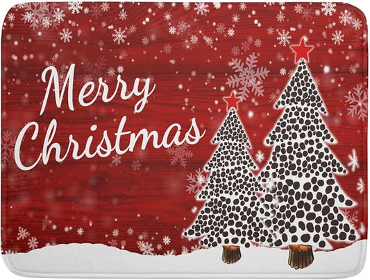 Merry Christmas Tree Red Dish Drying Mat by Anyako