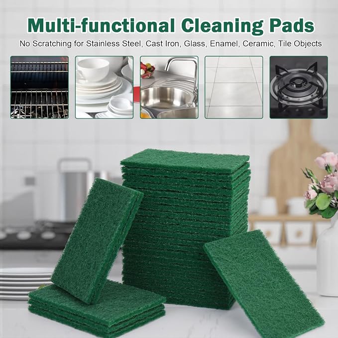 YoleShy 40 Pcs Scouring Pad, Dish Scrubber Scouring Pads, 4 x 6 inch Green - Image 7