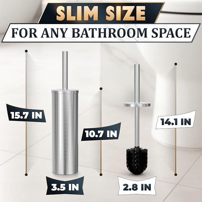 Stylish Stainless Steel Toilet Brush and Holder Set - Image 2