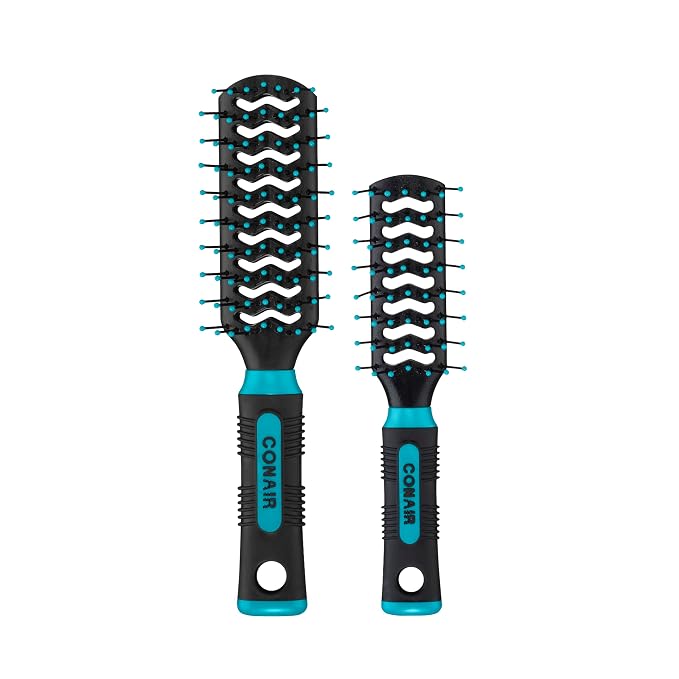 Conair Grip & Lift Vent Hairbrush 2PK, Full-Size and Mid-Size Brush Set by conair