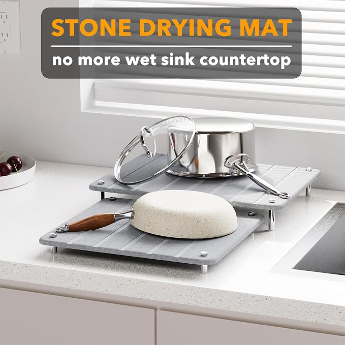 SpaceAid 2 Pack Stone Dish Drying Mats - Image 2