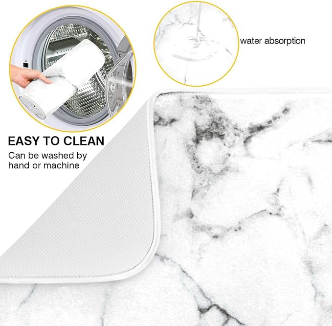 White Grey Marble Dish Drying Mat - Image 4