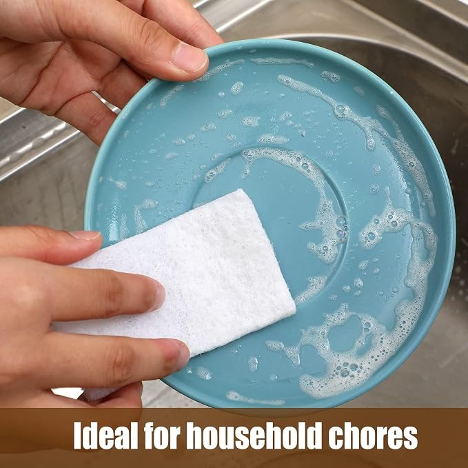 Hoolerry 40 Pcs White Scrub Pads Light Duty Scouring Non Woven Pad Non Scratch - Image 4