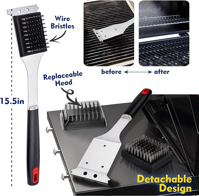 4PCS Grill Brush Replacement Heads, Wire Bristle Free Grill Cleaning Brush - Image 4