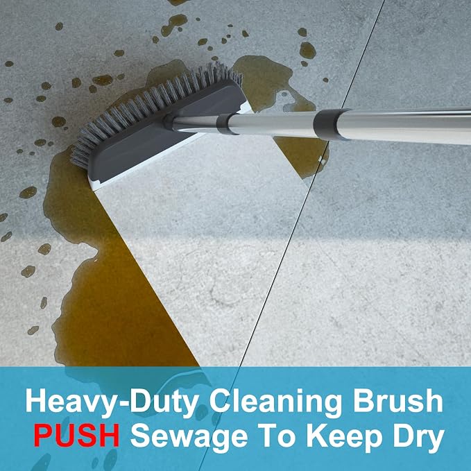 ITTAR Scrub Brush with Long Handle, Heavy-Duty Floor Cleaning Brush, 2-in-1 - Image 3