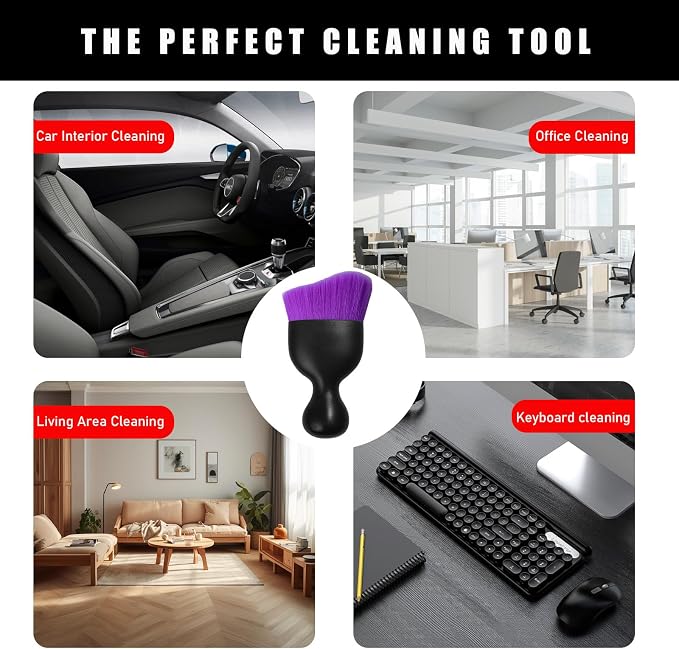 2PCS Car Interior Dust Brush, Soft Scratch Free Auto Detailing Brushes - Image 6