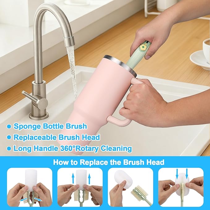 XANGNIER 5 in 1 Bottle Cleaning Brush Set, Cleaning Tool Kit - Image 3
