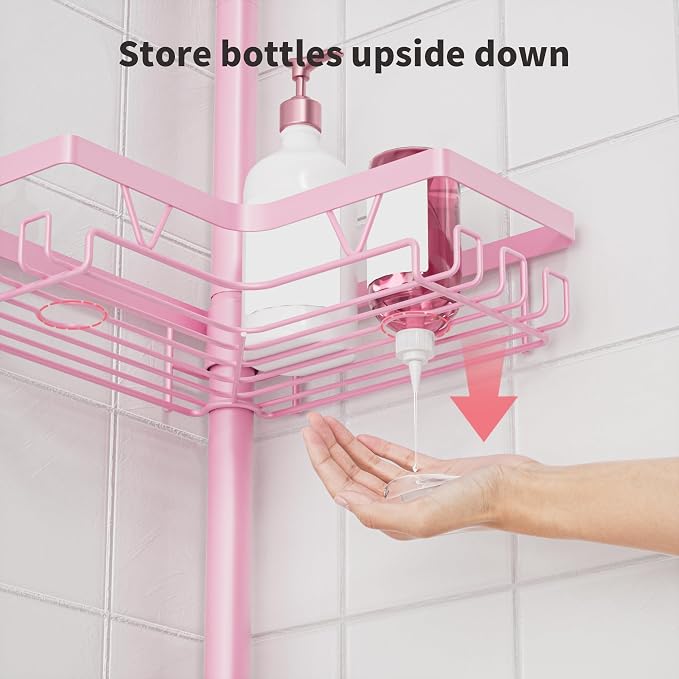 KEGII Shower Caddy Tension Pole, 4-Tier Rustproof Adjustable Corner Bathroom - Image 5