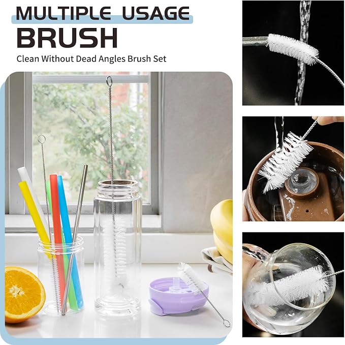 Living and Giving 3Pcs Set of Bottle Brush Flexible Cleaning Brushes Kitchen - Image 2