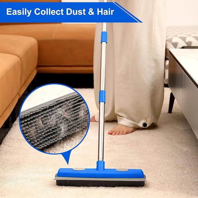 57" Rubber Broom for Pet Hair Removal, 2-in-1 Floor Brush & Squeegee, Extra - Image 4