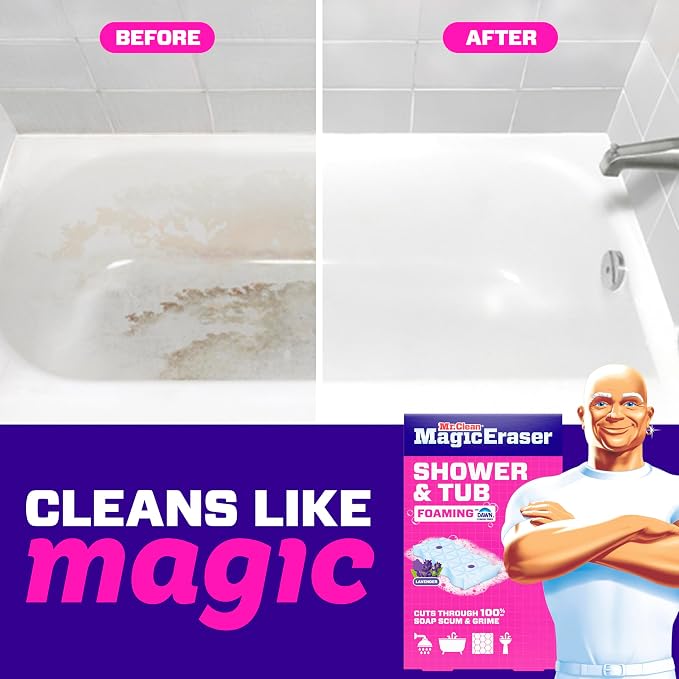 Mr. Clean Magic Eraser Sponge, Tub Cleaner, Soap Scum Remover, Bathroom - Image 8