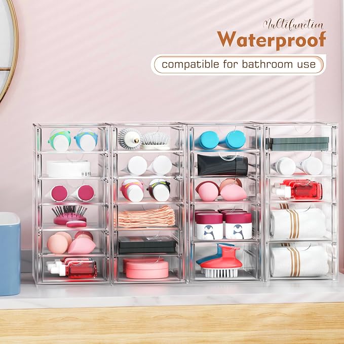 22 Drawers, Acrylic Desk Makeup Organizer, Plastic Drawers Organizer, Stackable - Image 5