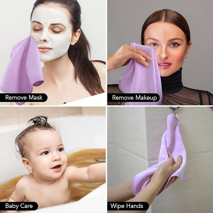 SINLAND Microfiber Facial Cloths Fast Drying Washcloth 12inch x 12inch Light - Image 8