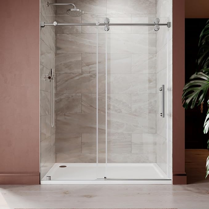 61-65 Inch x 80 Inch Sliding Frameless Shower Door, 3/8" Tempered Glass - Image 7