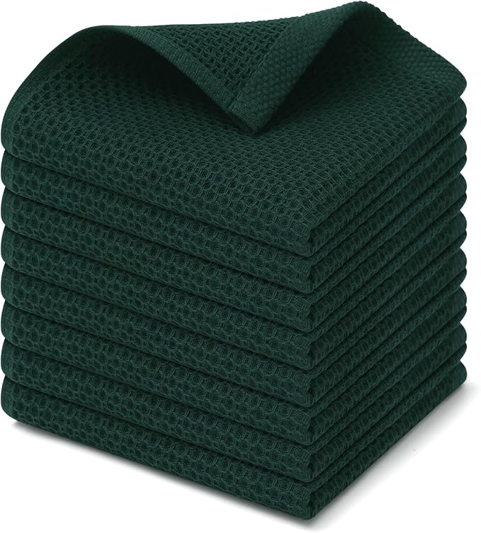 Kitinjoy 100% Cotton Kitchen Dish Cloths, 8 Pack Waffle Weave Ultra Soft by Kitinjoy