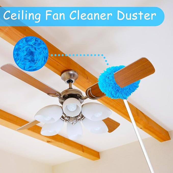 2 Pack Ceiling Fan Cleaner Duster, Reusable Microfiber High Ceiling Fan Blade - Image 3