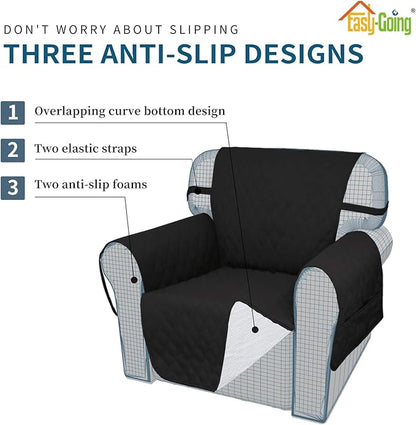 Easy-Going Sofa Slipcover Chair Cover Waterproof Couch Cover Washable Sofa Cover Non-Slip Fabric Furniture Protector with Pocket for Pets Covers Pets Kids Children Dog Cat (Chair, Black)