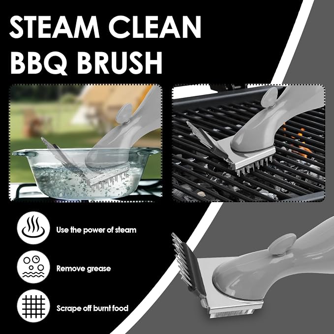 Portable Steam Grill Brush, Portable Stainless Steel BBQ Cleaner - Image 3