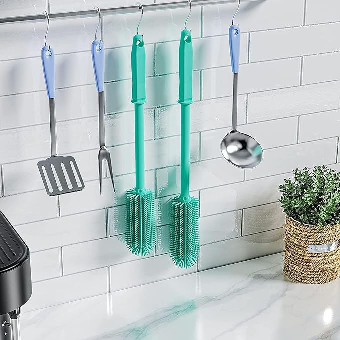 Long Silicone Bottle Cleaning Brush | 2 Pack| 16”+13”Water Bottle Brush Cleaner - Image 6