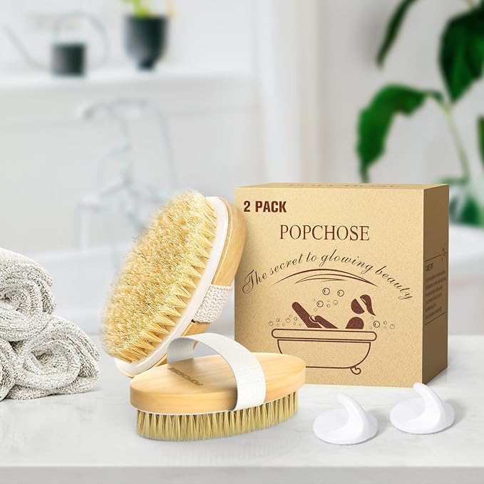 POPCHOSE Dry Brushing Body Brush, Natural Bristle Dry Skin Exfoliating Brush - Image 7