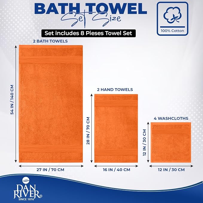 DAN RIVER 8 PC Luxury Bath Towels - Image 2
