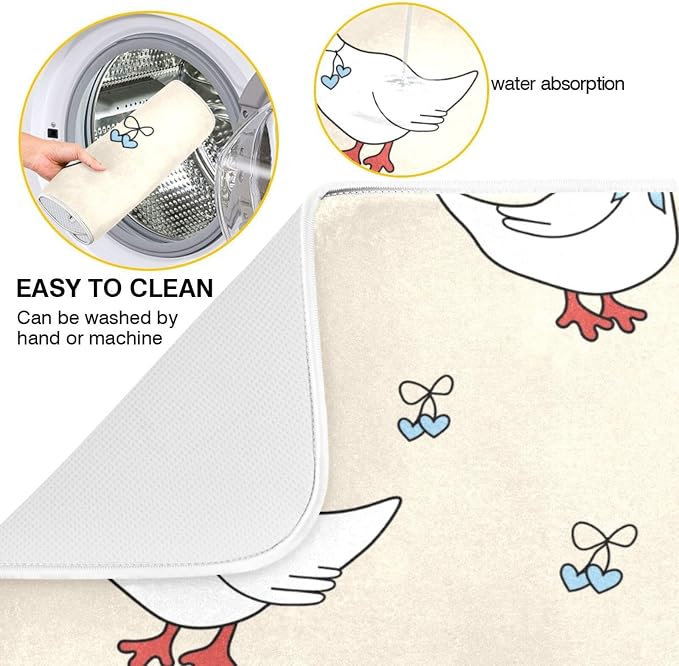 Goose Blue Hearts and A Bow Dish Drying Mat - Image 2