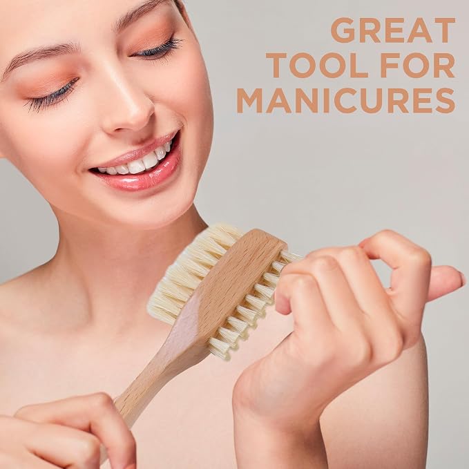 Takavu Nail Brush, Pure Boar Bristles, Natural Wood Handle, Nail Cleaning Brush - Image 5