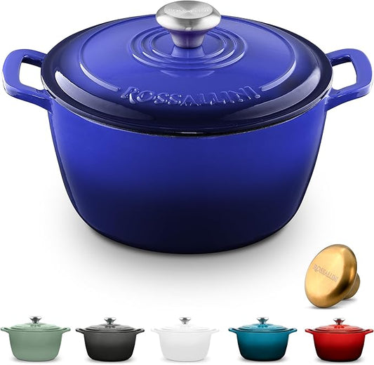 ROSSALLINI Signature Enameled Cast Iron Dutch Oven, Non-Stick Serving Pot by RossalliniSignatureStoneware