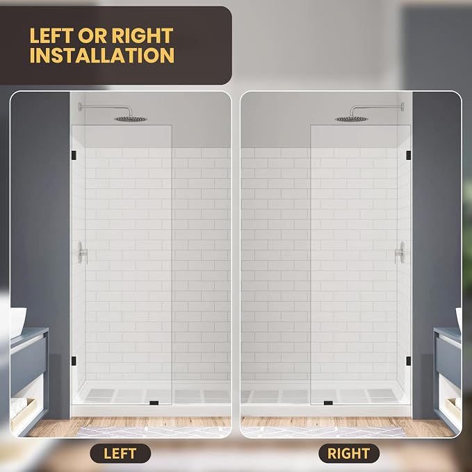 26" W x 78" H Frameless Shower Glass Panel, Single Fixed Shower Panel Screen - Image 8