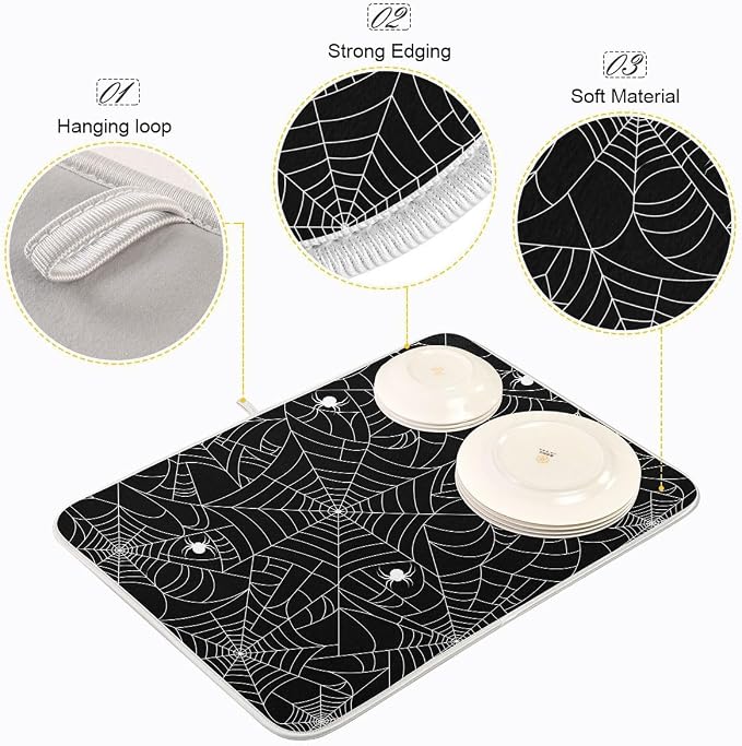 Halloween Spooky Spider Web Dish Drying Mat - Image 4