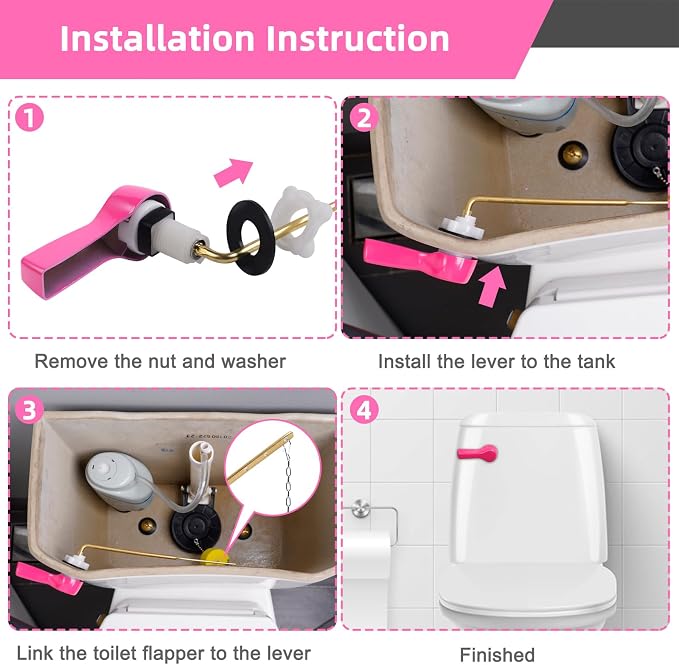Hibbent Universal Metal Front Mount Toilet Handle Replacement Kit, Brass Toilet - Image 5