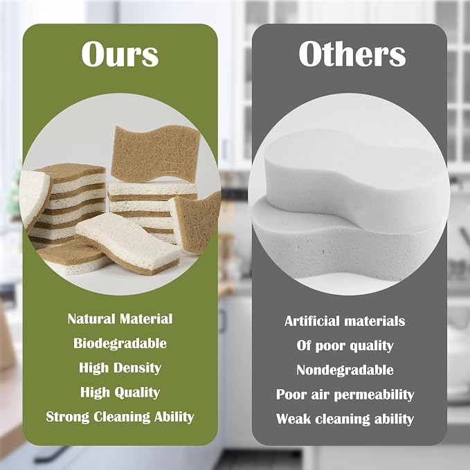 14Pack Natural Kitchen Sponge, Eco-Friendly Dish Sponge - Image 4