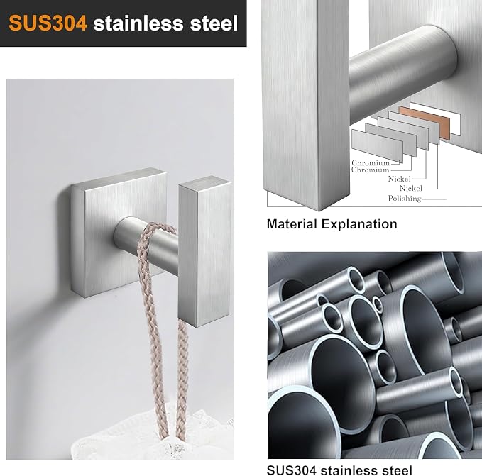 Towel Hooks for Bathrooms, Brushed Nickel Towel Hook for Kitchen Bathroom - Image 4